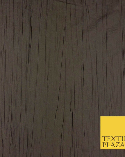 CHOCOLATE Creased Crinkle Cotton Fabric Material - Crushed Craft Dress 55" 922