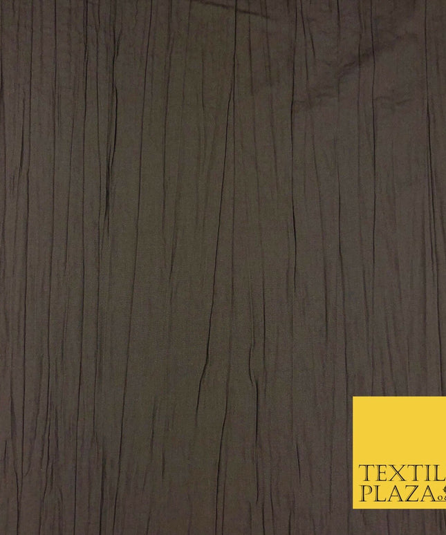 CHOCOLATE Creased Crinkle Cotton Fabric Material - Crushed Craft Dress 55" 922