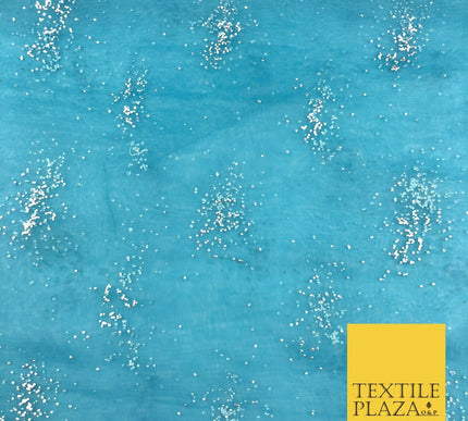 BLUE Premium Glitter Hologram Cluster Organza Fabric - Dress Flowy Decor QD916