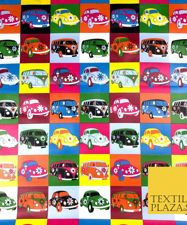 Vintage VW Beetle Colourful Retro PVC VINYL Tablecloth Oilcloth Wipe Clean 1261