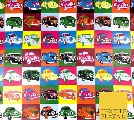 Vintage VW Beetle Colourful Retro PVC VINYL Tablecloth Oilcloth Wipe Clean 1261