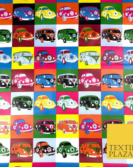 Vintage VW Beetle Colourful Retro PVC VINYL Tablecloth Oilcloth Wipe Clean 1261