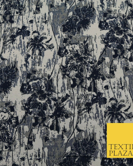 NAVY BLUE GREY Luxury Rainstorm Textured Brocade Jacquard Dress Fabric 1672