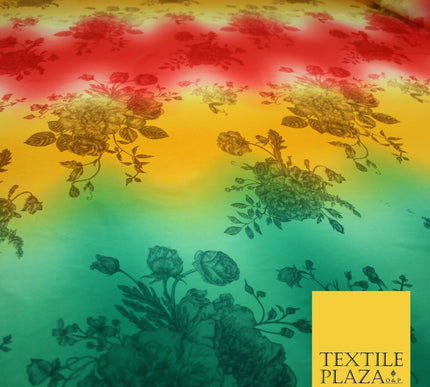 Multicolour Shaded Flower Clusters Printed Crepe Polyester Dress Fabric 2827