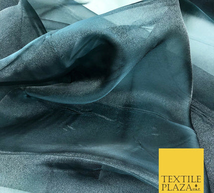 BLACK AQUA TINT Crystal Organza Bridal Wedding Dance Dress Veil Fabric B1017