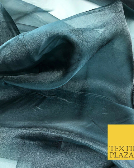 BLACK AQUA TINT Crystal Organza Bridal Wedding Dance Dress Veil Fabric B1017