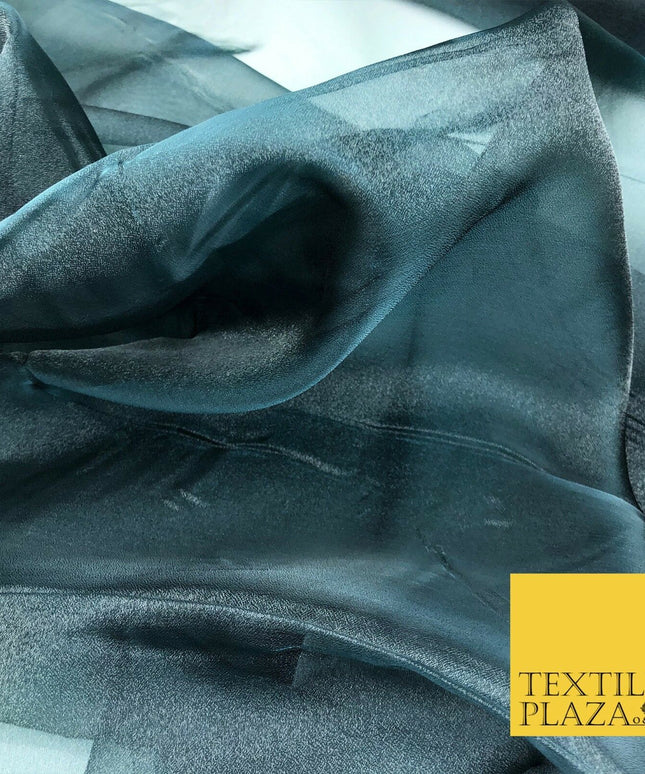 BLACK AQUA TINT Crystal Organza Bridal Wedding Dance Dress Veil Fabric B1017