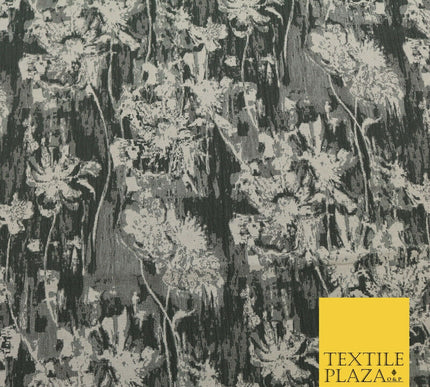 SILVER GREY Luxury Rainstorm Textured Brocade Jacquard Dress Fabric 1673