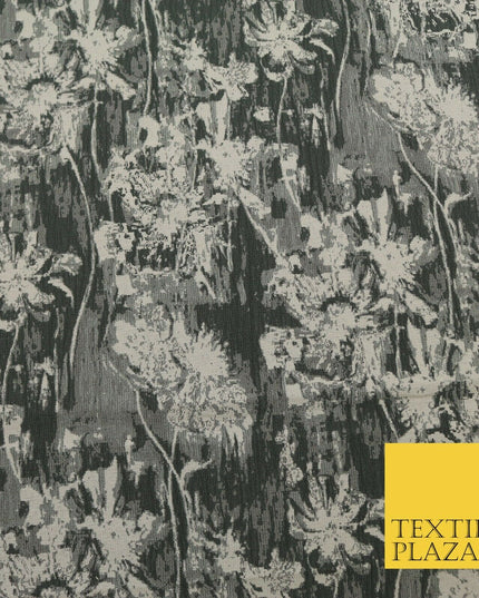 SILVER GREY Luxury Rainstorm Textured Brocade Jacquard Dress Fabric 1673