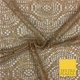 BEIGE GOLD With Foil Stretch Lace - Party Fabric Dress Fashion Material - 2312