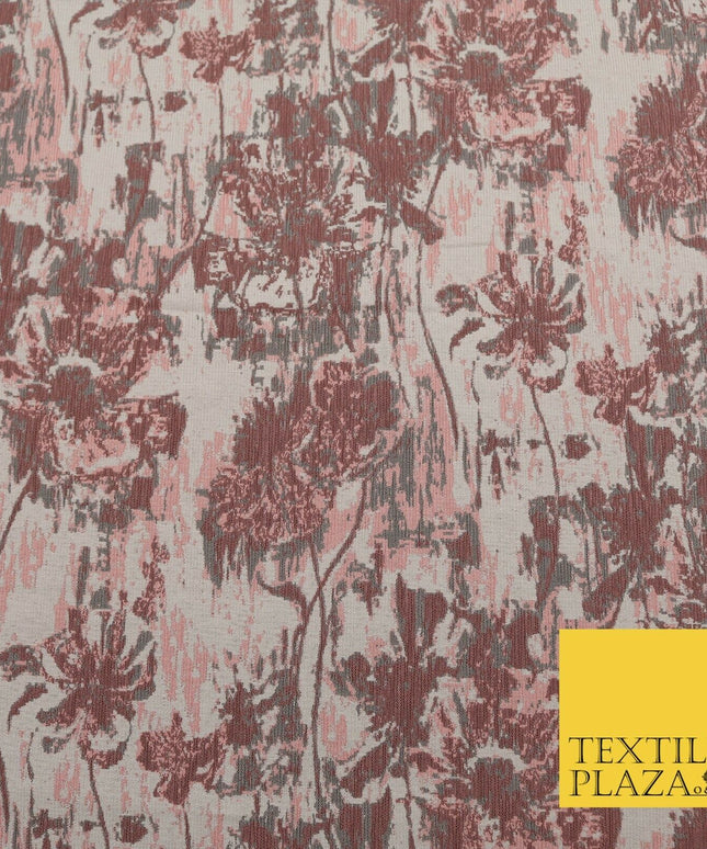 PINK GREY Luxury Rainstorm Textured Brocade Jacquard Dress Fabric 1674