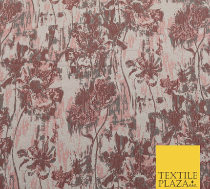 PINK GREY Luxury Rainstorm Textured Brocade Jacquard Dress Fabric 1674