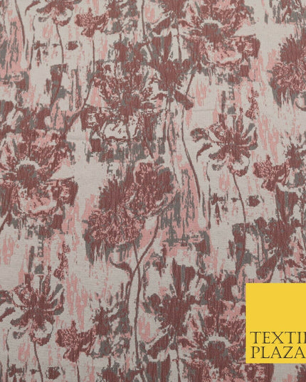 PINK GREY Luxury Rainstorm Textured Brocade Jacquard Dress Fabric 1674
