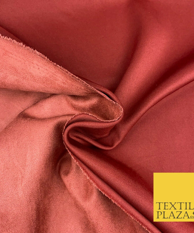 BRICK RED Luxury Smooth Suede Backed Neoprene Fabric Material Scuba 150cm 1657