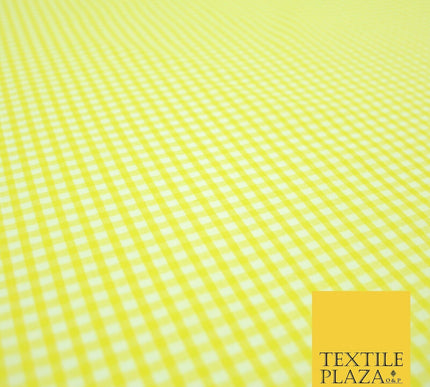 Bright Yellow Gingham Square Check POLY COTTON Dress Craft Fabric Summer 2802