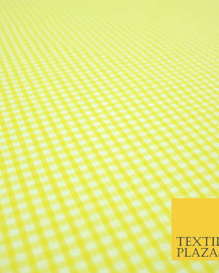 Bright Yellow Gingham Square Check POLY COTTON Dress Craft Fabric Summer 2802