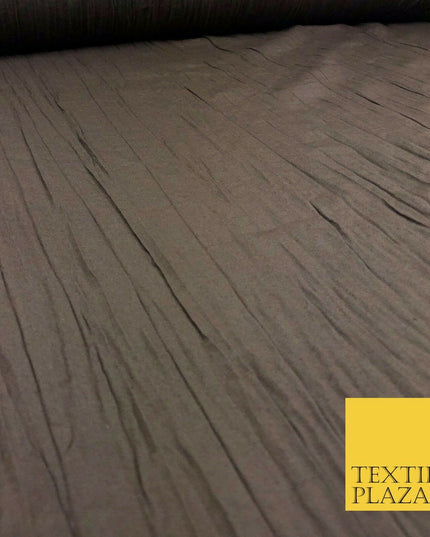 CHOCOLATE Creased Crinkle Cotton Fabric Material - Crushed Craft Dress 55" 922