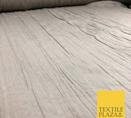 STONE Creased Crinkle Cotton Fabric Material - Crushed Craft Dress 55" 923