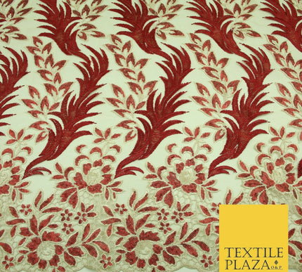 Floral Aquatic Vine Shimmer Sequin Embroidered Net Lace Dress Fabric Wedding