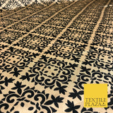 Gold Black Ornate Damask Printed Satin Dress Fabric Silky Trendy Craft 56" A1029