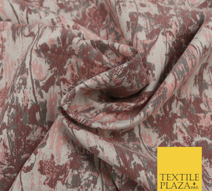 PINK GREY Luxury Rainstorm Textured Brocade Jacquard Dress Fabric 1674