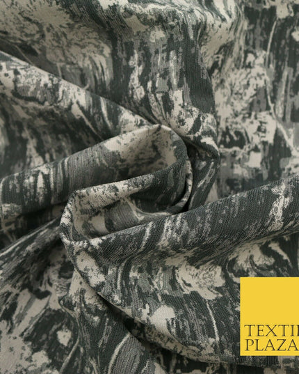 SILVER GREY Luxury Rainstorm Textured Brocade Jacquard Dress Fabric 1673