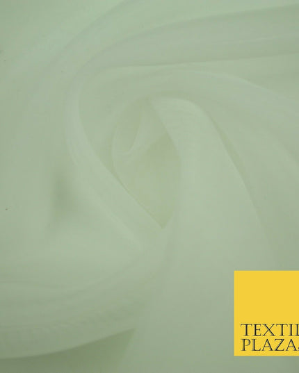 IVORY / WHITE Premium Plain Organza Fabric Dress Curtains 280cm EXTRA WIDE 2805
