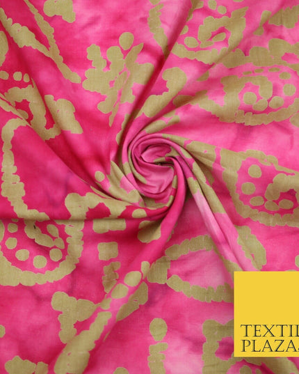 BATIK Tie Dye Bright Colours 100% Cotton Lawn Paisley Print Fashion Fabric Craft