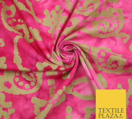 BATIK Tie Dye Bright Colours 100% Cotton Lawn Paisley Print Fashion Fabric Craft