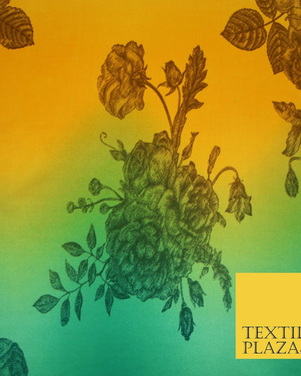 Multicolour Shaded Flower Clusters Printed Crepe Polyester Dress Fabric 2827