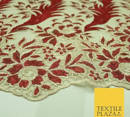 Floral Aquatic Vine Shimmer Sequin Embroidered Net Lace Dress Fabric Wedding