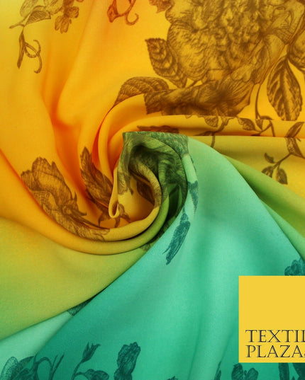Multicolour Shaded Flower Clusters Printed Crepe Polyester Dress Fabric 2827