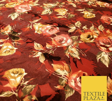 Floral Clusters Artsy Peony Pansy Flower Print Velvet Devore Burnout Net Fabric