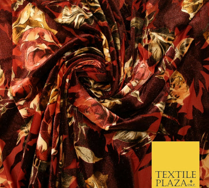 Floral Clusters Artsy Peony Pansy Flower Print Velvet Devore Burnout Net Fabric