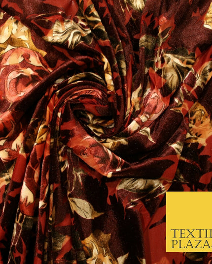 Floral Clusters Artsy Peony Pansy Flower Print Velvet Devore Burnout Net Fabric