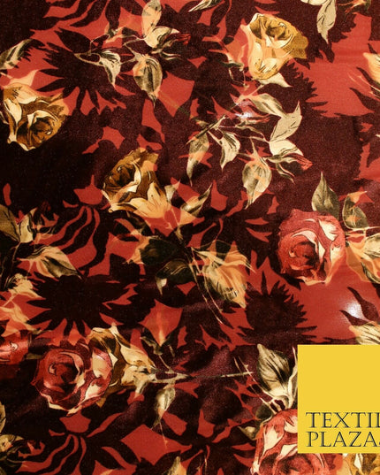 Floral Clusters Artsy Peony Pansy Flower Print Velvet Devore Burnout Net Fabric