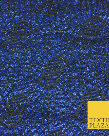 ROYAL BLUE New Cobweb Sparkly Glitter Bonded Polyester Lace Fabric 58" Halloween