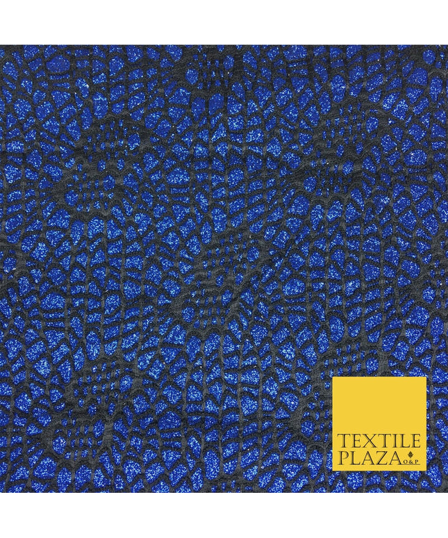 ROYAL BLUE New Cobweb Sparkly Glitter Bonded Polyester Lace Fabric 58" Halloween