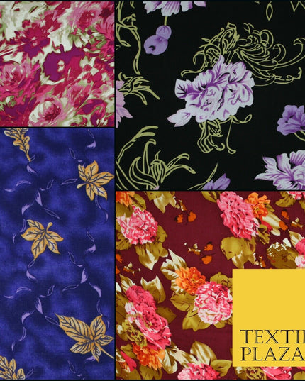 High Quality Floral Abstract Spun Rayon Viscose Dress Print Fabric Craft Summer