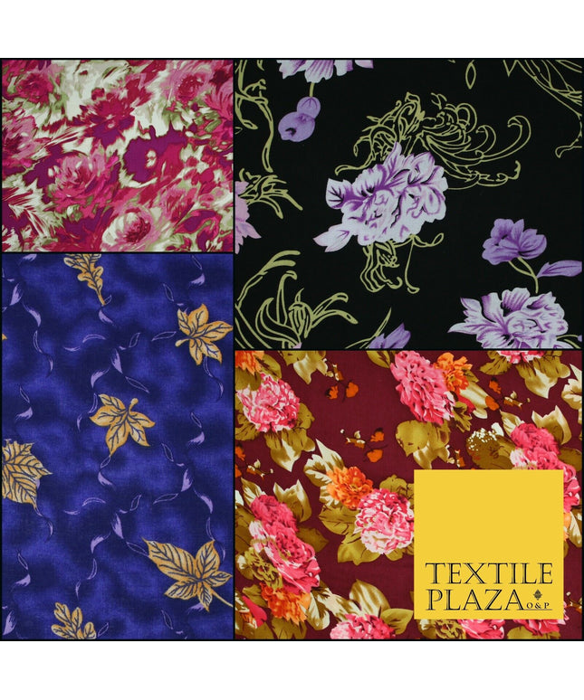 High Quality Floral Abstract Spun Rayon Viscose Dress Print Fabric Craft Summer