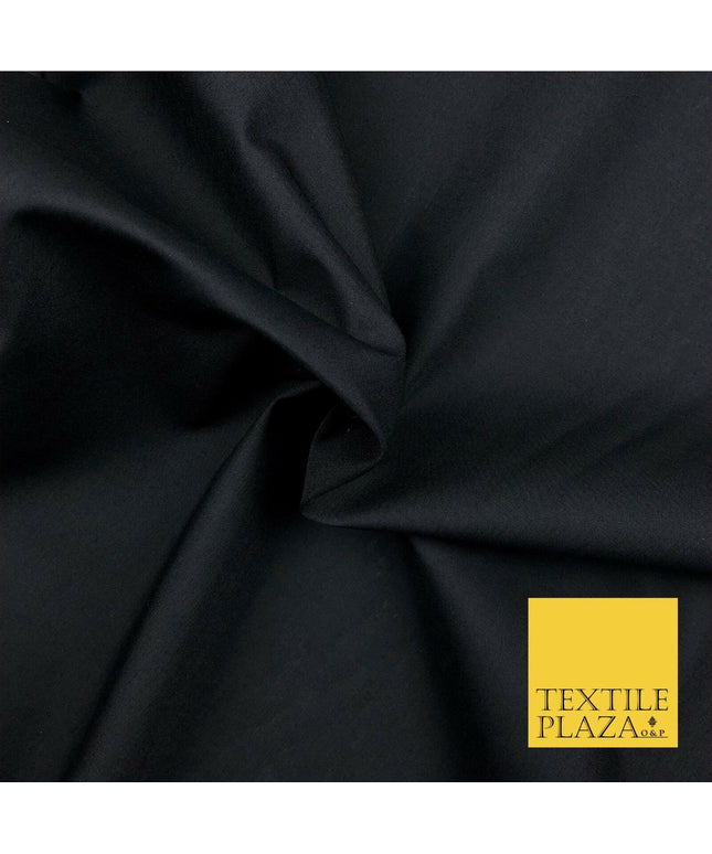 Premium BLACK Plain Solid Poly Cotton Fabric Many Colours Dress Craft - OA508