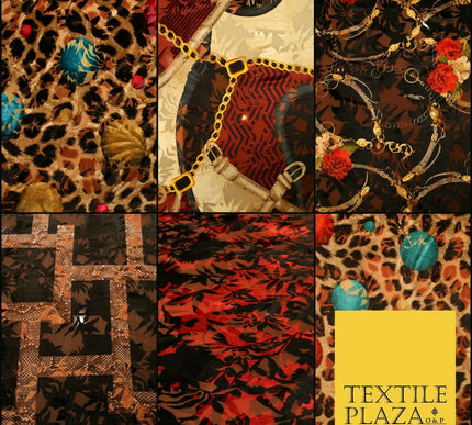 Floral Leopard Animal Circular Chains Belts Velvet Devore Burnout Net Fabric