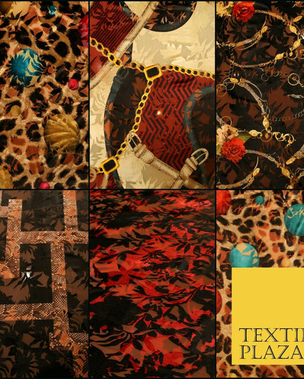 Floral Leopard Animal Circular Chains Belts Velvet Devore Burnout Net Fabric