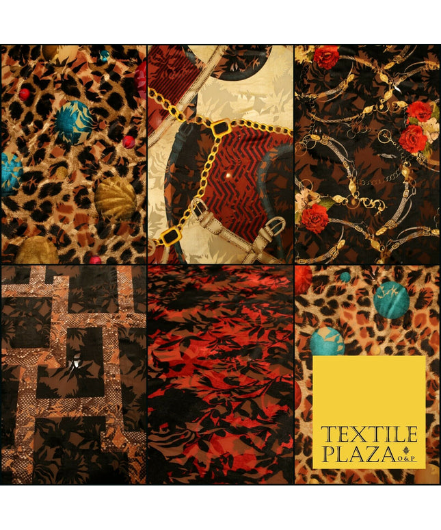 Floral Leopard Animal Circular Chains Belts Velvet Devore Burnout Net Fabric