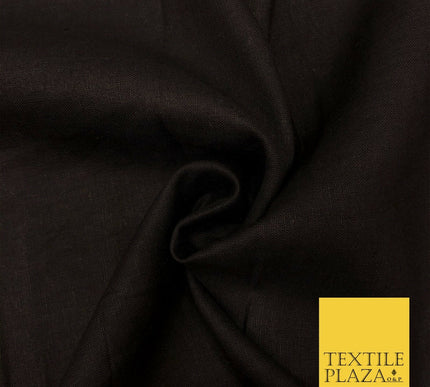 Black Luxury Plain Cotton Linen Fabric - 10 Colours Dress Craft - OG573