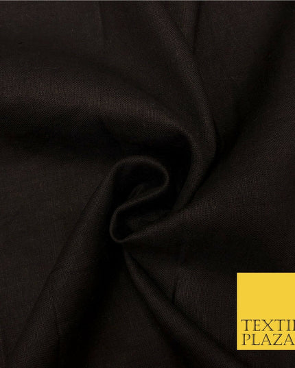 Black Luxury Plain Cotton Linen Fabric - 10 Colours Dress Craft - OG573