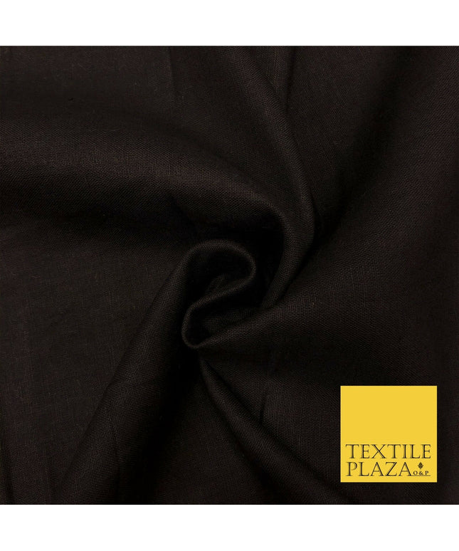 Black Luxury Plain Cotton Linen Fabric - 10 Colours Dress Craft - OG573