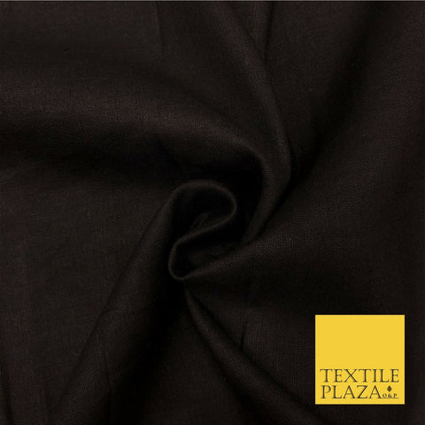 Black Luxury Plain Cotton Linen Fabric - 10 Colours Dress Craft - OG573