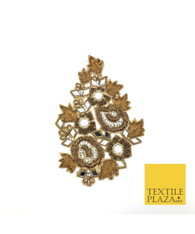Fancy Mirror Diamonte Embellished Indian Applique Motif Patch Ethnic Zari (X48)