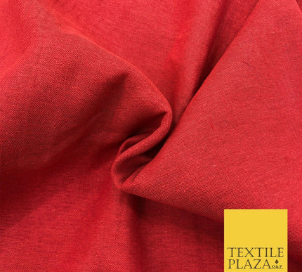 Burnt Red Luxury Plain Cotton Linen Fabric - 10 Colours Dress Craft - OG565